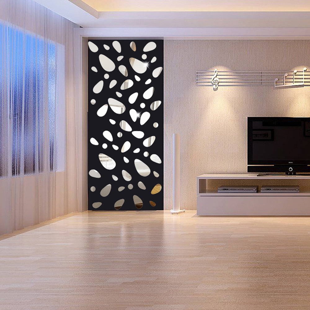 20pcs 3D Mirror Wall Sticker Pebble Stone Shape – Divine Expressions