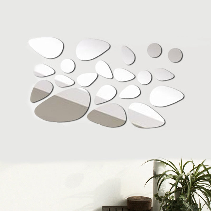 20pcs 3D Mirror Wall Sticker Pebble Stone Shape – Divine Expressions